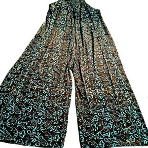 KARMA Hwy Silky Relaxed Palazzo Jumper Teal/Charcoal NWT OS